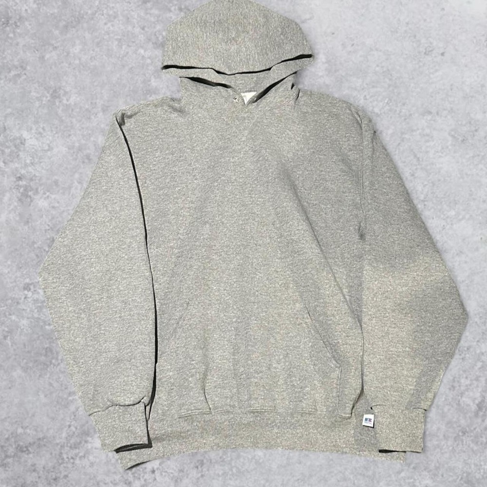 Vintage Y2K Russell Athletic Gray Blank Oversized Hoodie - Size XL!
